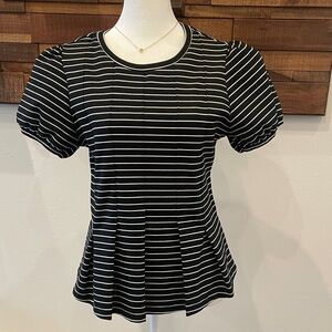 Anthropologie Black and White Striped Blouse